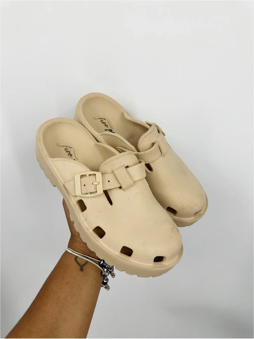 Free People Karlie Buckle Clog Mules Shoes Woman's Size 7 Boho